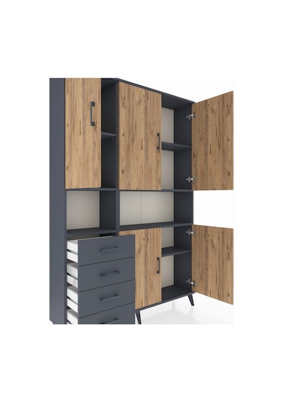Arges Dolap 7 Raflı 4 Çekmeceli 5 Kapaklı 132x30x195 Antrasit... Antrasit