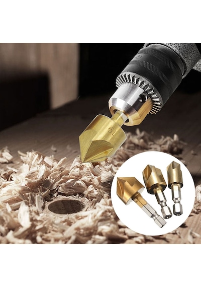 6 Adet Pah Havşa Pah Matkap Ucu 1/4 "hex Shank 90 Derece Ahşap Pa