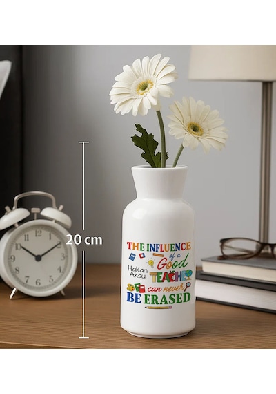 Bk Gift Kişiye Özel Öğretmenler Günü Tasarımlı Seramik Vazo-9, Ev Hediyesi, Öğretmene Hediye Kobitmeyencom35090 Bk Gift