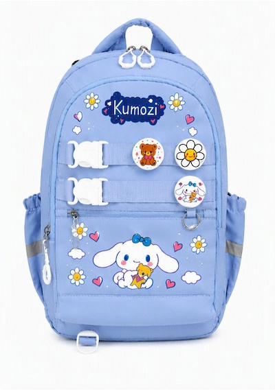 Cinnamoroll Baskılı Aksesuarlı Cüzdanlı Okul Çantası Ve Kalemlik Seti Mavi