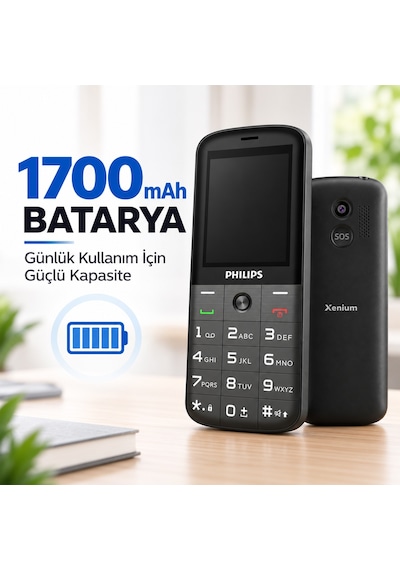 Philips Xenium E227 Kameralı Çift SIM Kartlı Tuşlu Cep Telefonu Siyah