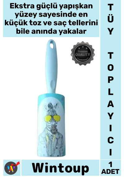 Tüytoplayıcı Temizlik Aparatı Ergonomik Saplı Evcil Hayvan Kedi Köpek Kıyafet Tüy Toplama Rulosu