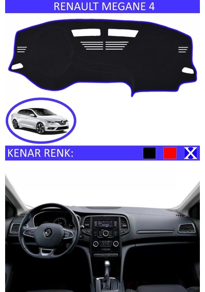 Torpido Koruma Halısı Siyah Kenar Renk Mavi Renault Megane 4 İle Uyumlu