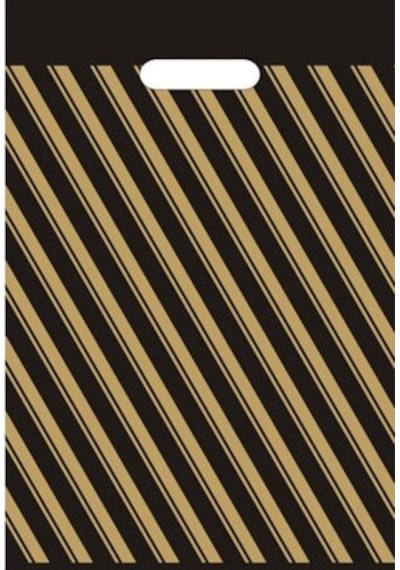 Siyah Takviyeli Mağaza Poşeti Çizgili No 2 26X38 Cm 50 Adet 50 Adet