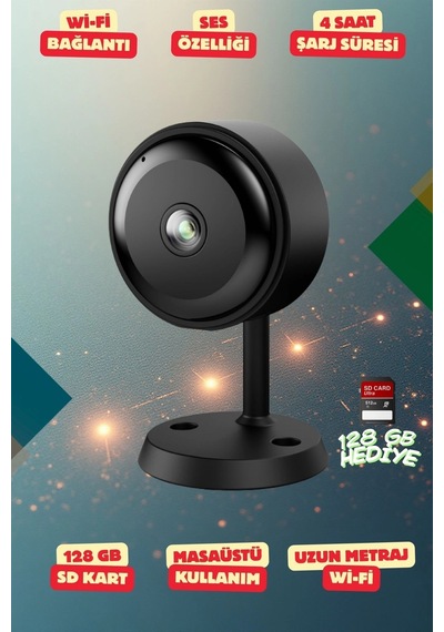 2k Wifi Kamera Masaüstü Kamerası Sesli Kamera 128 Gb Kart Dahil