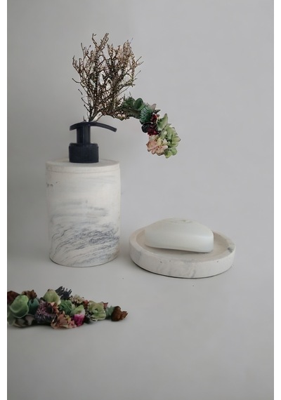 Marble Beton Sıvı Ve Katı Sabunluk Gri