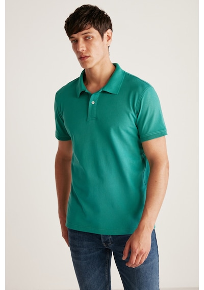 Grimelange Chrıs Erkek Regular Kalıp %100 Pamuk Yeşil Polo Yaka T-shirt Yeşil