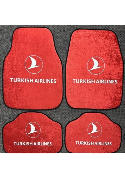 Turkısh Airlines Kaymaz Taban Dekor Oto Halı Paspas Üniversal Yıkanabilir Her Araca Uyumlu Kancalı