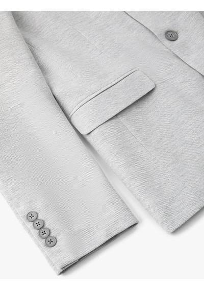 Koton Blazer Ceket Slim Fit Cep Detaylı Düğmeli Gri 5wam50001hk Gri