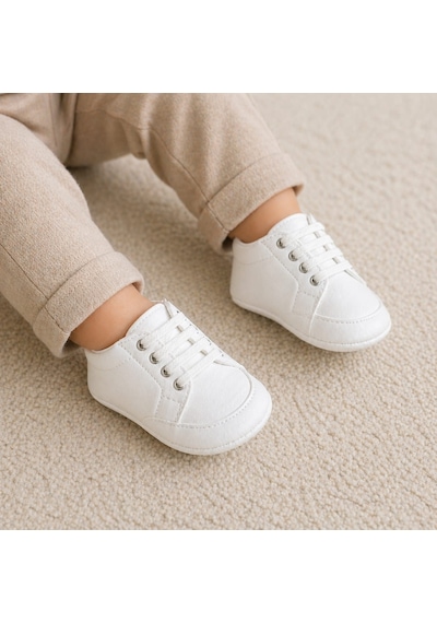 Baby Shez Beyaz Rahat Yumuşak Yenidoğan Bebek Patik Ayakkabı 17-18-19