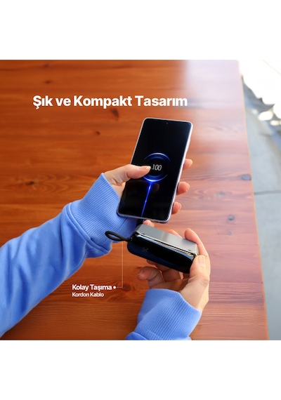 Ttec 2BB228UG Recharger LCD 10.000 mAh PD 30W USB-C Dahili Kablolu Taşınabilir Hızlı Şarj Aleti/Powerbank