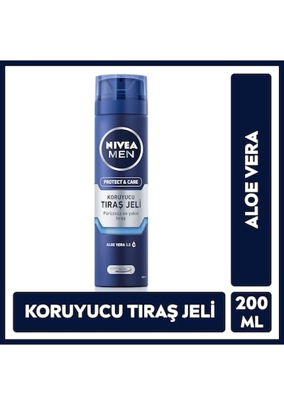 Nıvea Men Erkek Nemlendirici Tıraş Jeli Protect&care 200 Ml, Kuru Ciltler İçin, Pürüzsüz Tıraş
