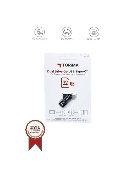 Özel Üretim Usb Flash Bellek Type C Otg Çift Sürücülü 32gb Siyah Yazma Taşınabilir Aktarım