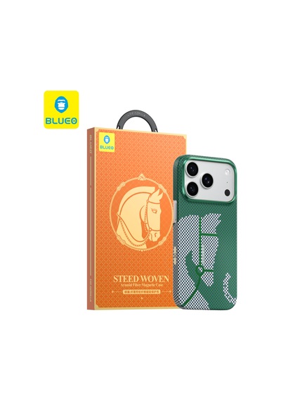 Apple Uyumlu iPhone 17 Pro Steed Woven Magsafe Aramid Fiber Premium Kılıf Yeşil