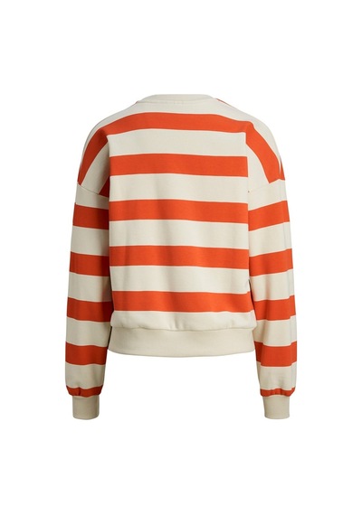 Jack & Jones Jjxx Rahat Kesim Çizgili Kırmızı - Ekru Kadın Sweat 12243288 001