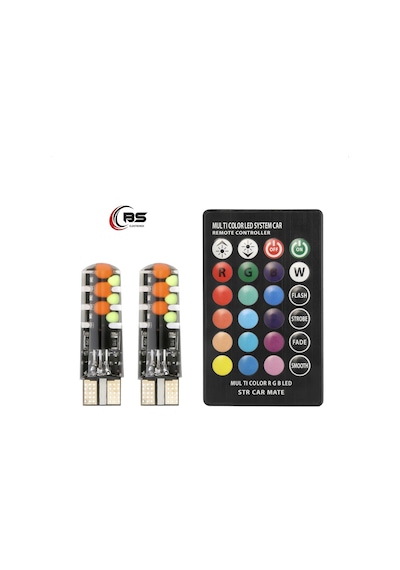T10 Led Kumandalı Rgb 16 Renk ve Çakarlı Seçeneği Park Lambası