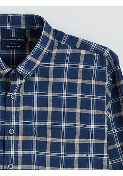 Lcwaıkıkı Classic Lacivert Regular Fit Ekose Erkek Gömlek