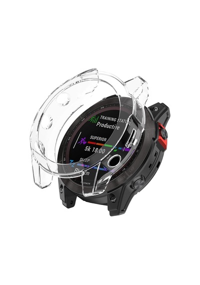 Garmin Fenix 6 Pro İçin Kılıf 360 Full Round Soft Silicone Şeffaf Fenix 6 Pro İle Uyumlu Kılıf - Şeffaf