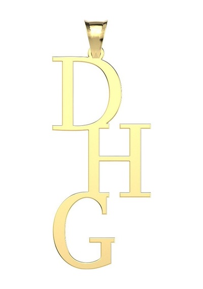 Monogram Üç Harfli 14 Ayar Altın Kolye Ucu