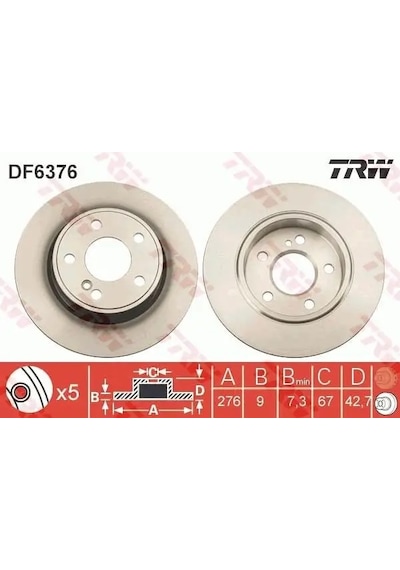 Mercedes A180 W176 Arka Fren Diski 2012-2018 Trw Df6376 2adettir