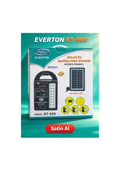 Everton Rt 999 Güneş Enerjili Solar Aydınlatma Seti Radyolu Usb Şarjlı Led Fenerli 3 Ampullü