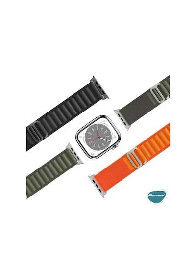 Microsonic Apple Uyumlu Watch Ultra Kordon Alpine Loop Siyah