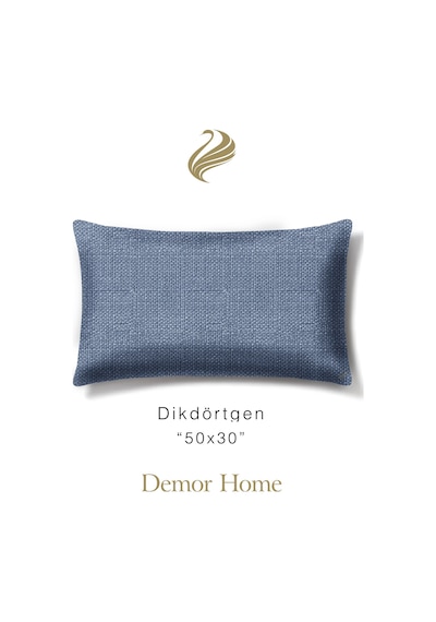 Br Demor Home Keten Dokulu İndigo Rengi Kırlent Yastık Kılıfı