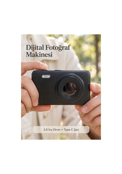Günlük Ve Seyahat Kullanımına Uygun Ekranlı Siyah Fotoğraf Makinesi Çok Renkli