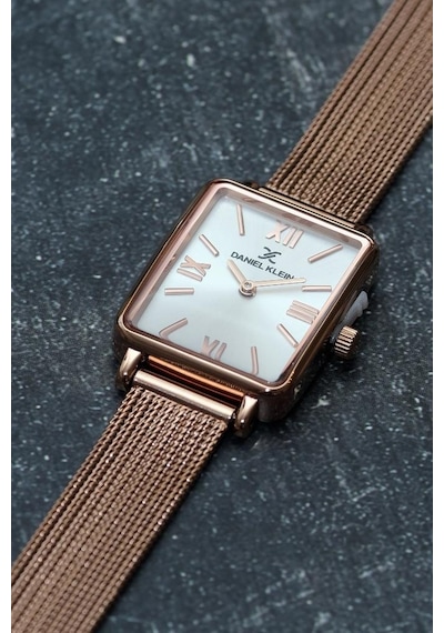 Daniel Klein Dke.1.10741-5 Dikdörtgen Kasa Hasır Kordon Minimal Tasarım Kadın Kol Saati Rose Gold