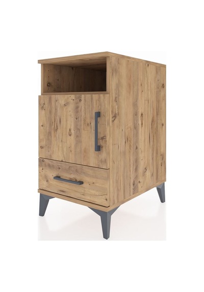 Kronos Komodin 3 Raflı Tek Çekmeceli Tek Kapaklı 44x59x80 Çam-çam Atlas Çam