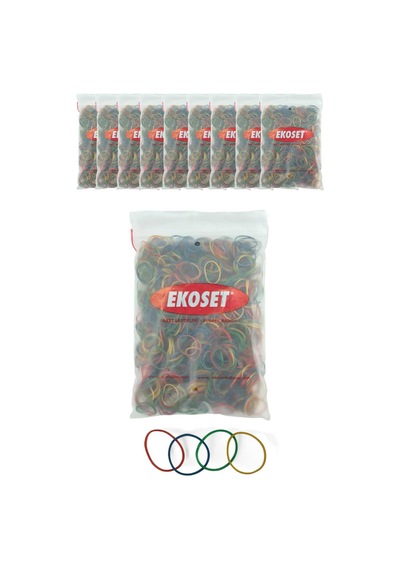 Ekoset Renkli Küçük Paket Toka Lastiği 4 Renk 40 MM 1000li 10 Paket