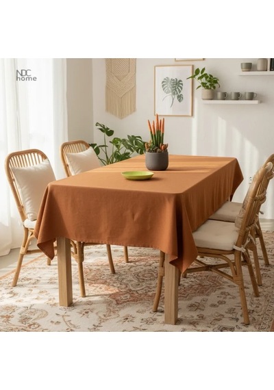 Premium Keten Tarçın Düz Masa Örtüsü