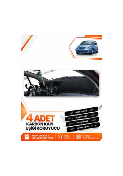 Cıtroen C3 2004-2009 Uyumlu Torpido Koruma Koruyucu Kılıfı Halısı Örtü Göğüs Panel - Siyah