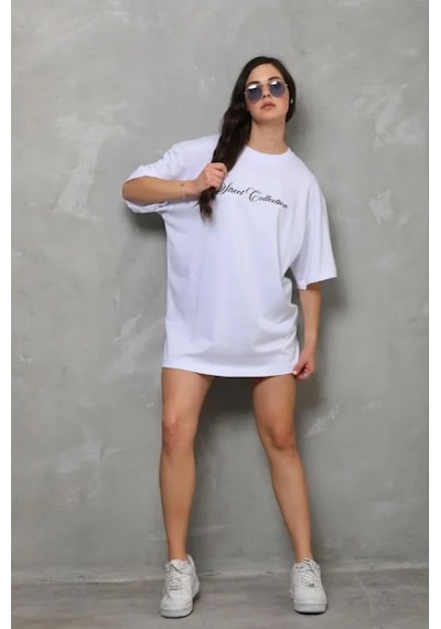 Dogutrend Baskılı T-shirt Kısa Kol Bisiklet Yaka Regular Rahat Kalıp Günlük Tişört - Beyaz