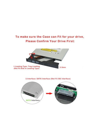 Usb 3.0 Sata Harici Kutu Dvd Rw 9.5 Mm External Boş Cd Dvd Kutusu