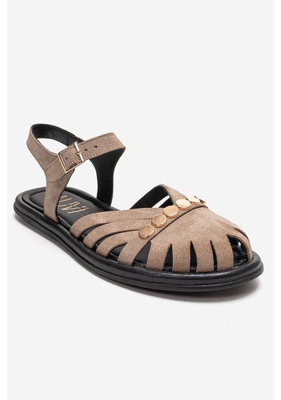 Luvishoes Chıela Vizon Süet Hakiki Deri Bilekten Bantlı Kadın Sandalet