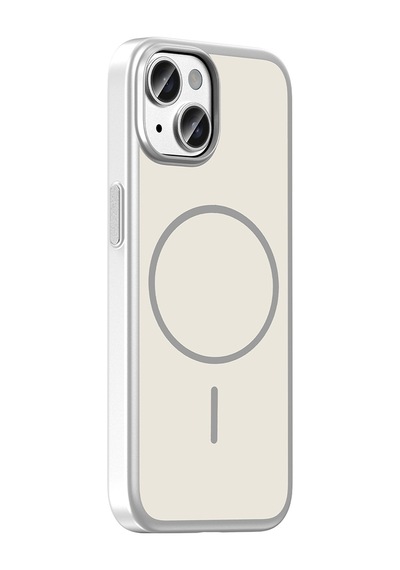 Apple iPhone Uyumlu 15 Kılıf Magsafe Şarj Özellikli Ultra İnce Mat Soft Lora Pc Kapak Gümüş
