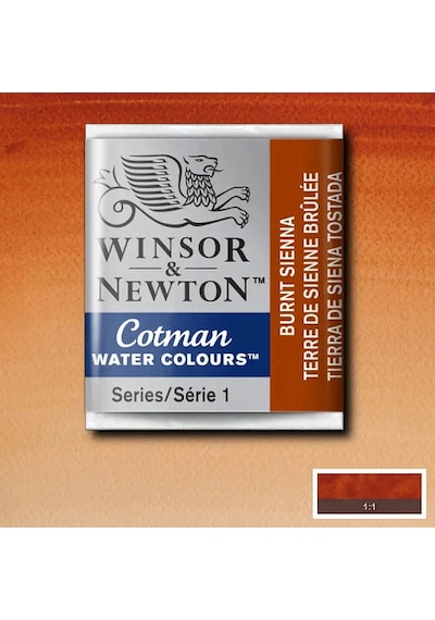 Winsor & Newton Cotman Yarım Tablet Sulu Boya 074 Burnt Sienna Çok Renkli