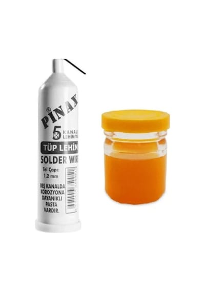 Büro Ev Hobi İş Atölyesi İçin 25gr 1,2mm Tüp Lehim Teli 40gr Lehim Pastası Seti