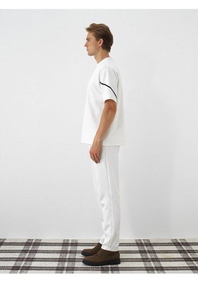 Xint Ekru Esnek Dokulu Oversize Tişört 502286