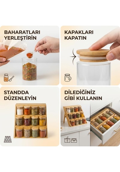Deconox Bambu Standlı 12 Li Baharatlık Seti, 200 Ml Borosilikat Cam Kavanoz, Bambu Vakum Kapaklı, Tezgâh Üstü Ve Çekmece İçi Düzenleyici Çok Renkli Deconox Bambu Standlı 12 Li Baharatlık Seti, 200 Ml Borosilikat Cam Kavanoz, Bambu Vakum Kapaklı, Tezgâh Üstü Ve Çekmece İçi Düzenleyici Çok Renkli