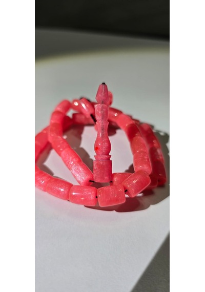 Ağır Püsküllü Pembe Sentetik Opal Tesbih Açık Pembe