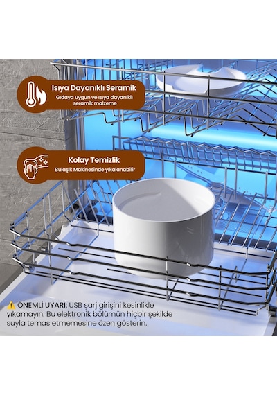 Haustier Wf03 Otomatik Kablosuz Kedi Su Pınarı, Sensörlü , Bataryalı , Ultra Sessiz, Seramik, 2,3lt Hazne