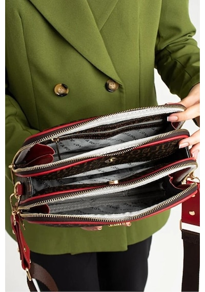 Just Polo Kadın Günlük Kullanıma Uygun Su Geçirmez Lüks Ve Şık Omuz Çantası Shoulder Bag Kahverengi - Kırmızı 48646041
