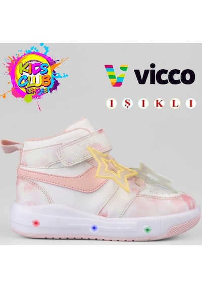 Vicco Yenni Phylon Kauçuk Taban Ortopedik Işıklı Çocuk Bot Pudra