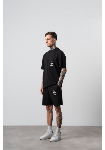 Respire Erkek Far From Basic Baskılı Regular Fit T-shirt Şort Takım Siyah