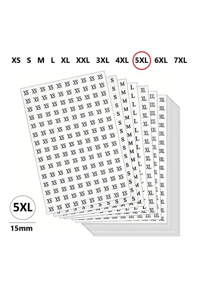 5xl Yapışkanlı Çapı-15mm Yuvarlak Beden Etiketi 300 Adet 300