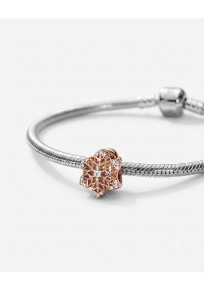 Kadın Rose Renk Kar Tanesi Model Gümüş Charm