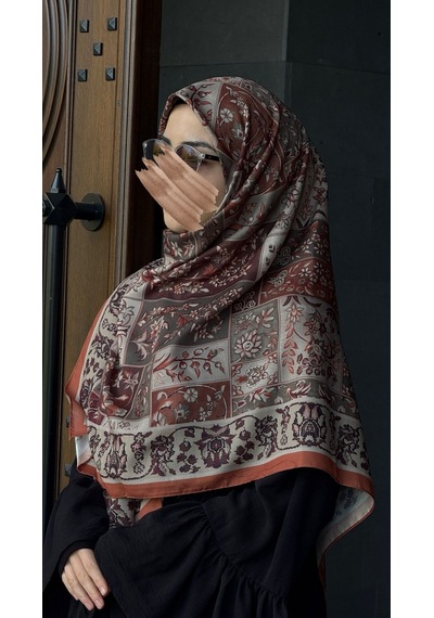 Qalortex Scarf Pamuklu Soft Osmanlı Desen Eşarp-taba