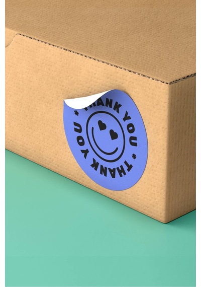 Mavi Smiley Thank You Sticker 3x3cm St2329 Çok Renkli